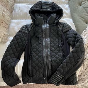 Blanc Noir moto jacket with hood! Women’s XS